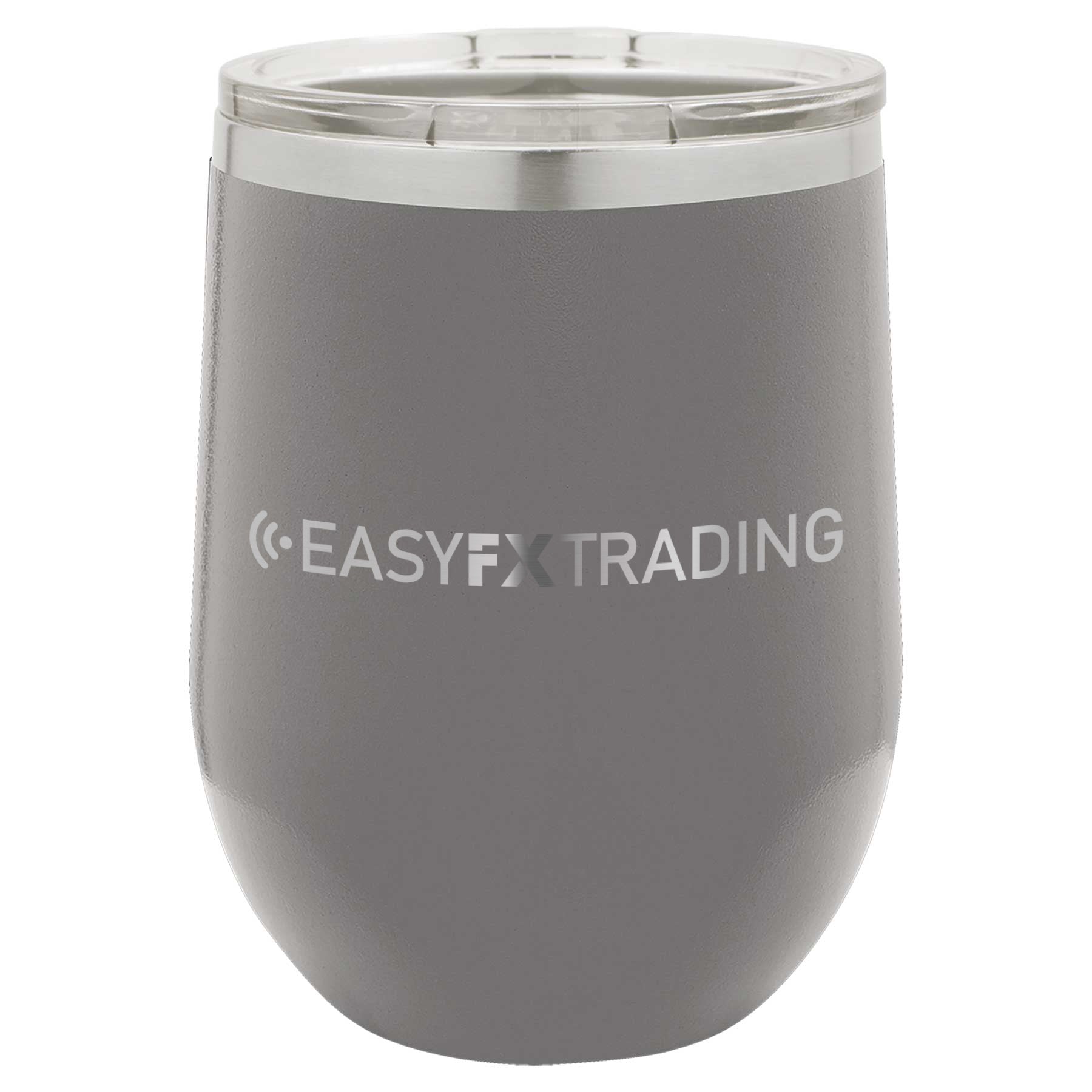 Logo-Long-Stainless on Dark Gray Stemless Wine Cup