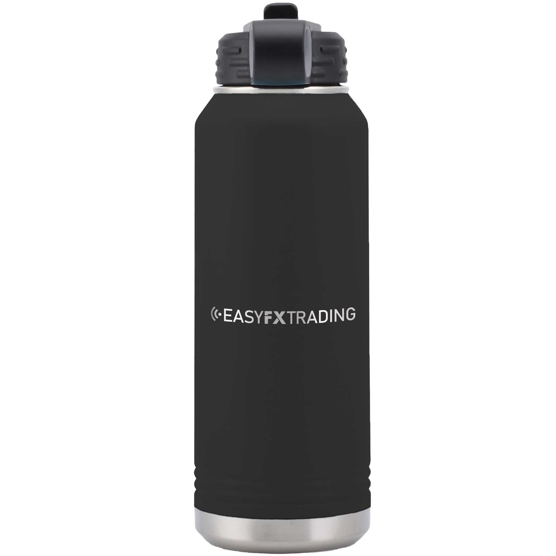 Logo-Long-Stainless on Black Water Bottle