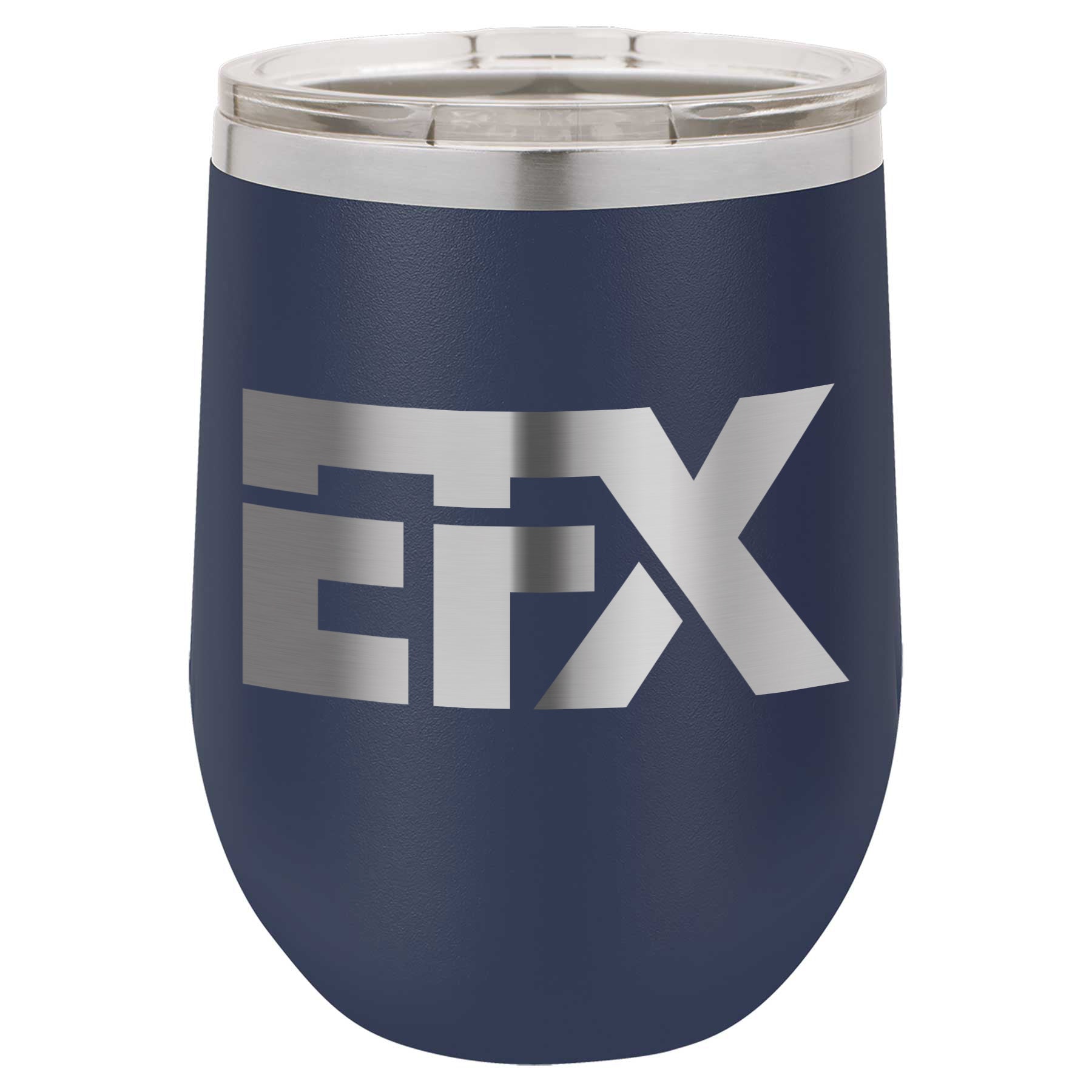 Logo-Short-Stainless on Navy Stemless Wine Cup