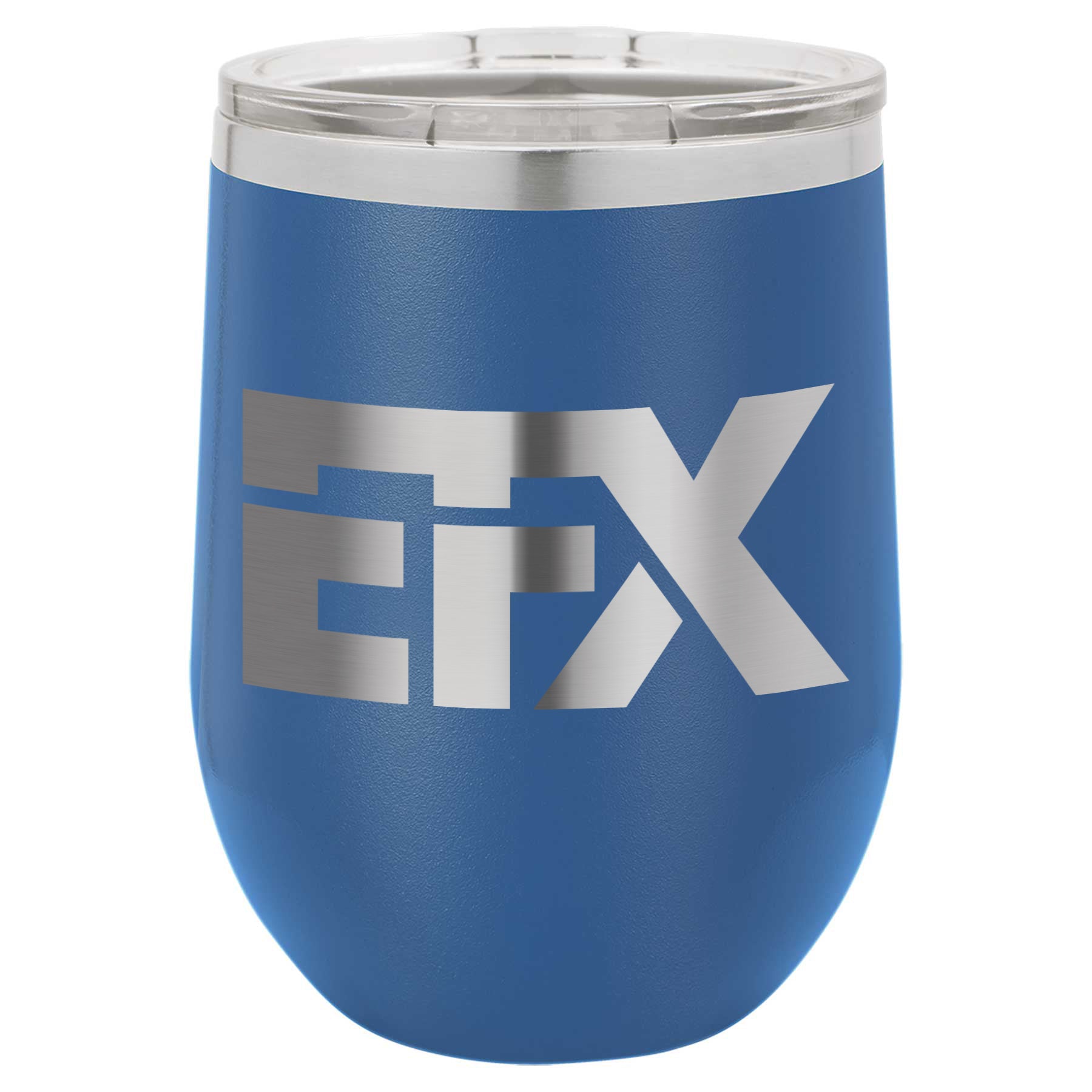 Logo-Short-Stainless on Royal Blue Stemless Wine Cup