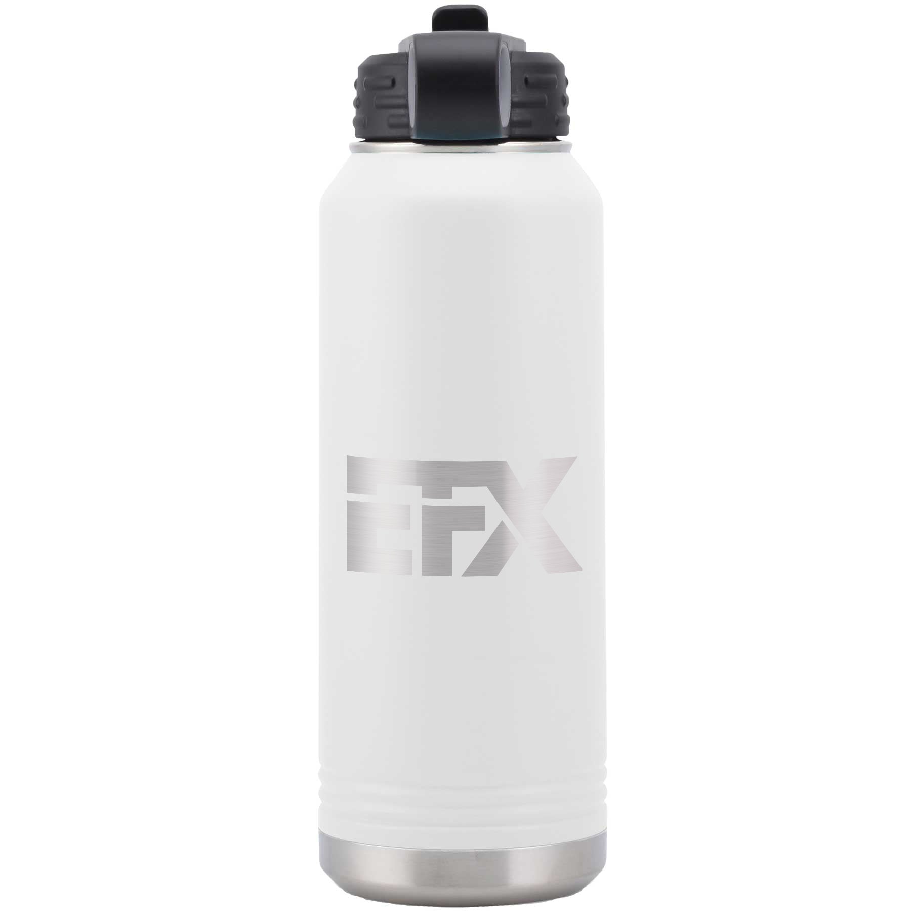 Logo-Short-Stainless on White Water Bottle