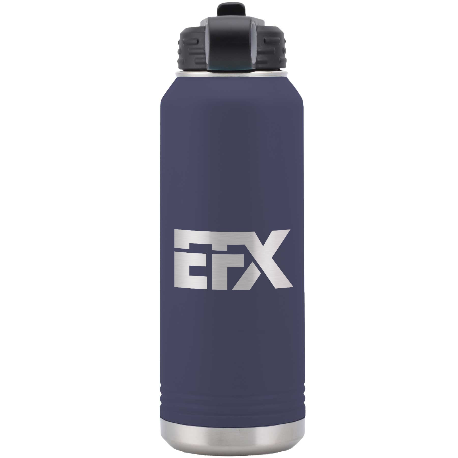 Logo-Short-Stainless on Navy Water Bottle