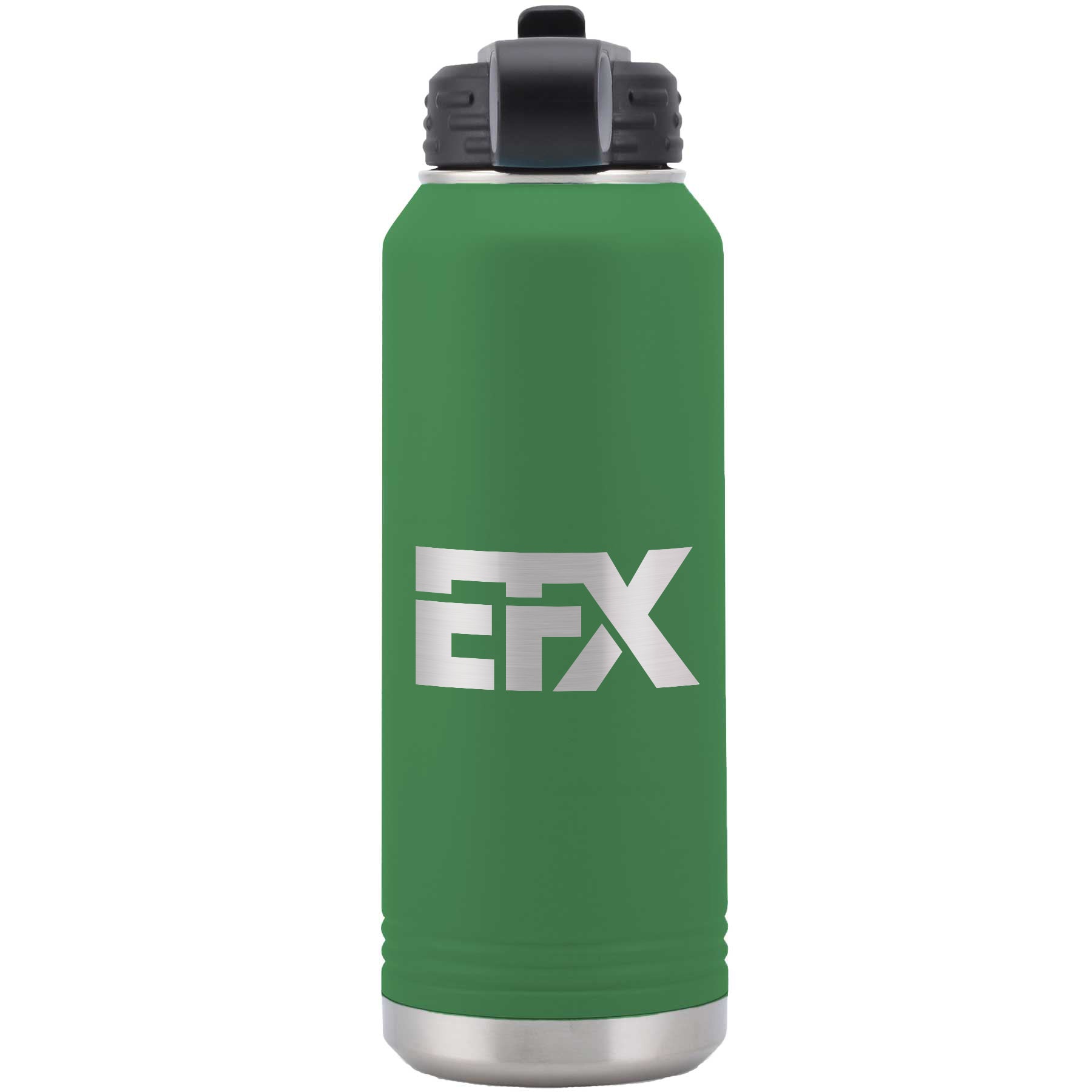 Logo-Short-Stainless on Green Water Bottle