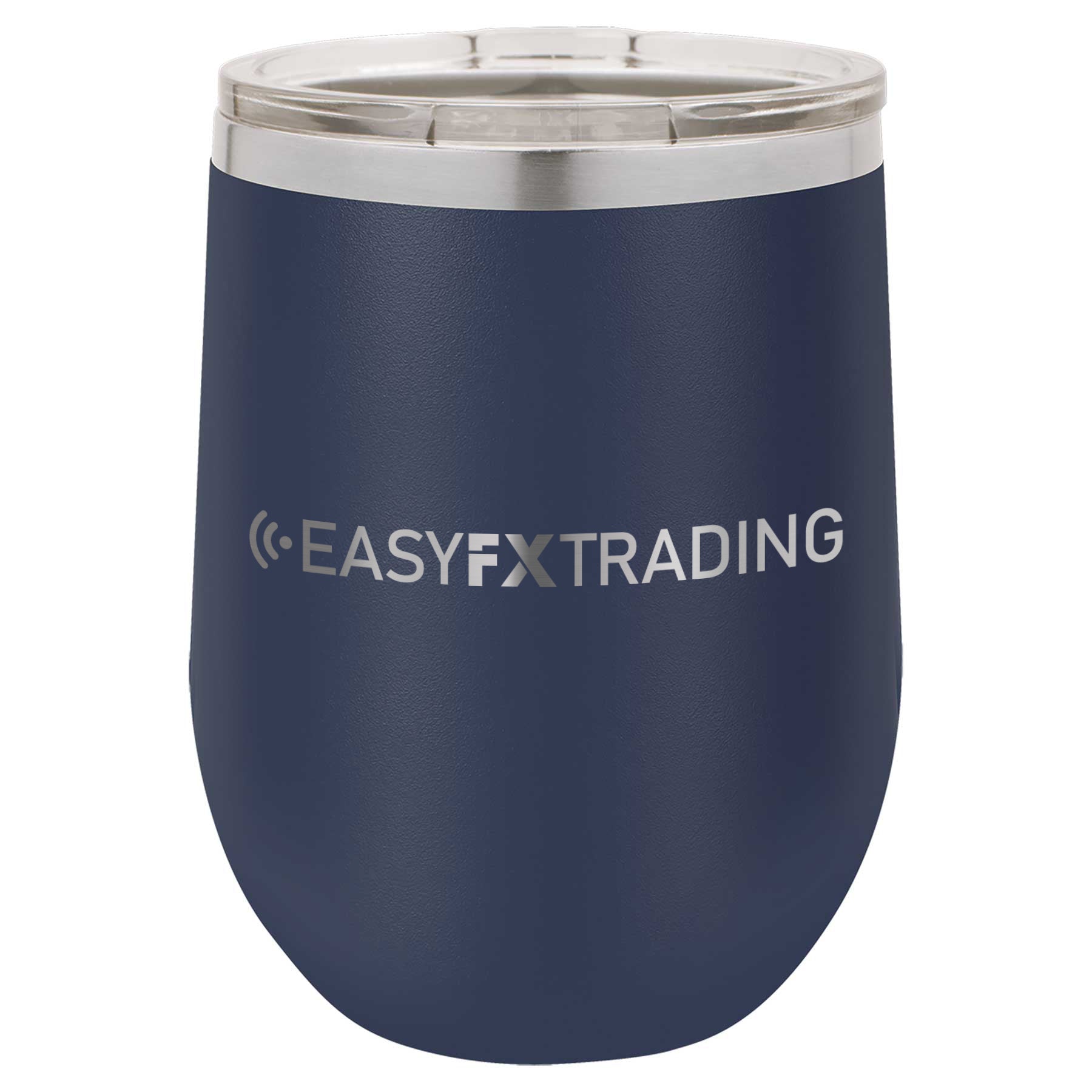 Logo-Long-Stainless on Navy Stemless Wine Cup