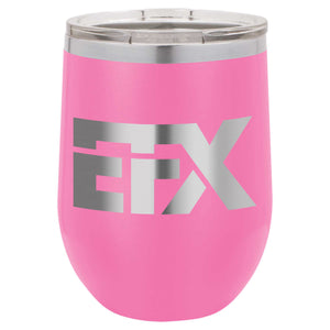 Logo-Short-Stainless on Pink Stemless Wine Cup