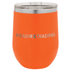 Logo-Long-Stainless on Orange Stemless Wine Cup