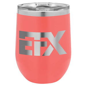 Logo-Short-Stainless on Coral Stemless Wine Cup