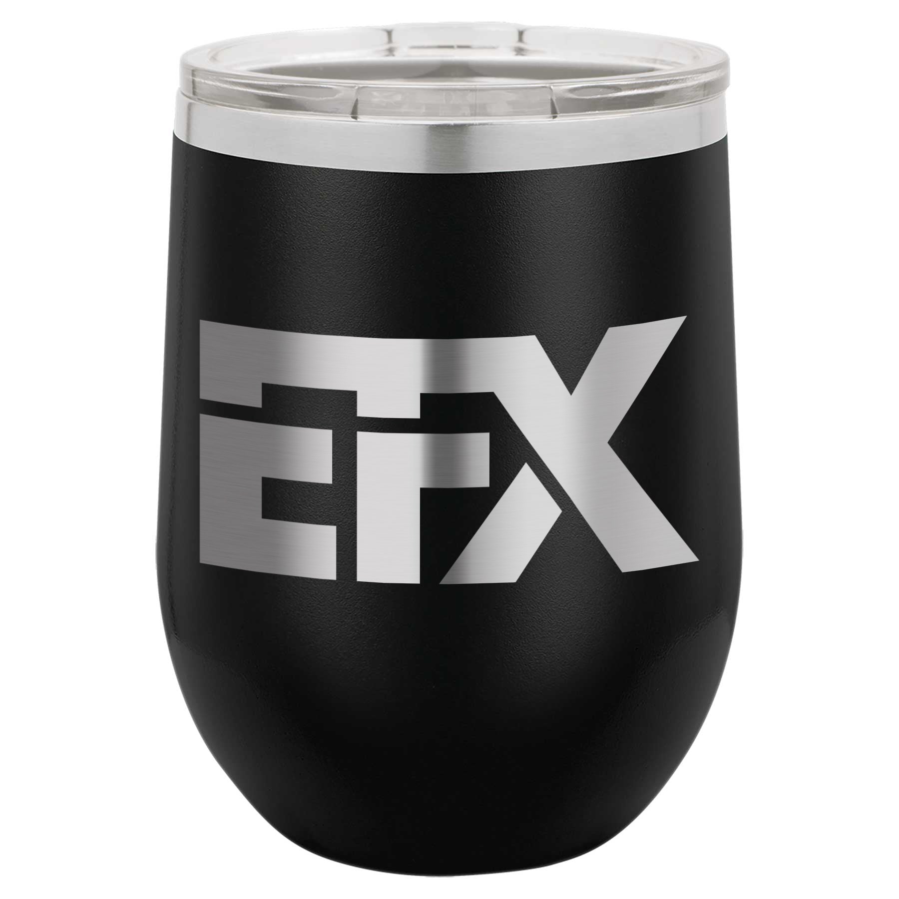 Logo-Short-Stainless on Black Stemless Wine Cup