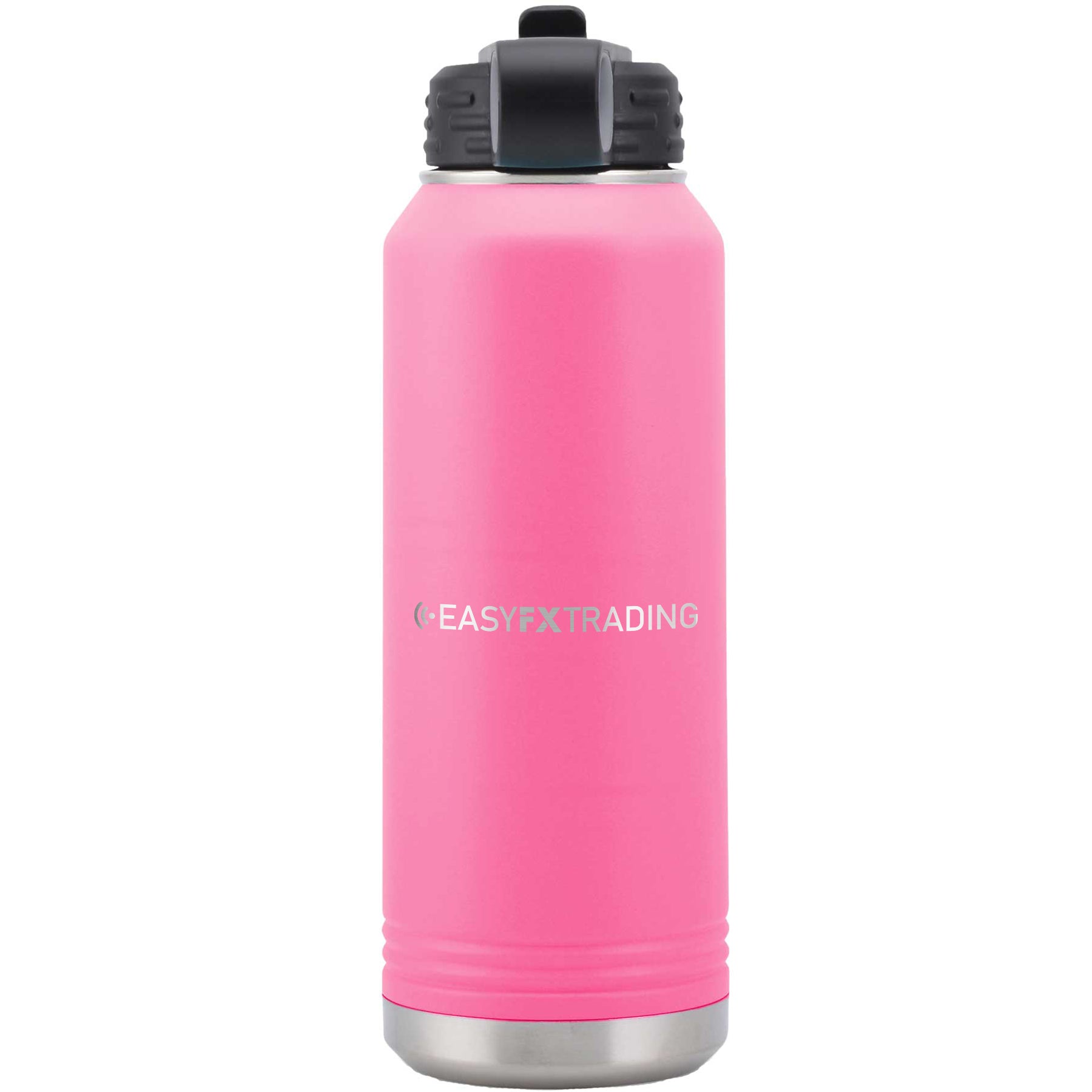 Logo-Long-Stainless on Pink Water Bottle