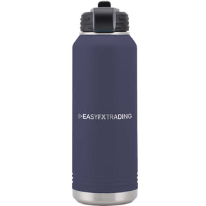 Logo-Long-Stainless on Navy Water Bottle