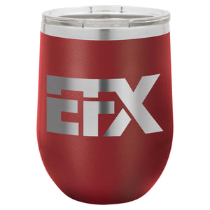 Logo-Short-Stainless on Maroon Stemless Wine Cup