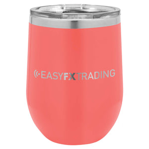 Logo-Long-Stainless on Coral Stemless Wine Cup