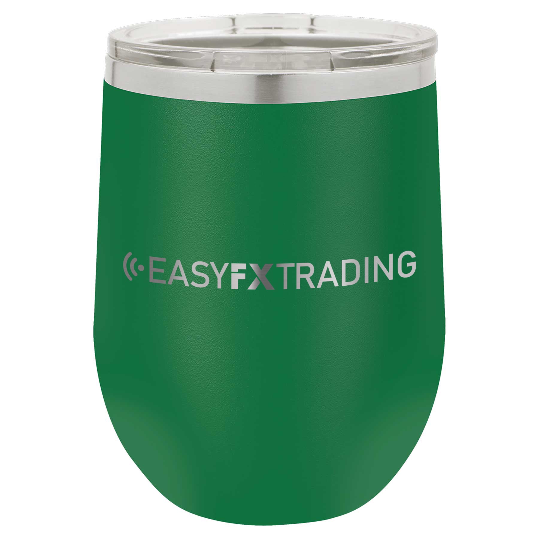 Logo-Long-Stainless on Green Stemless Wine Cup