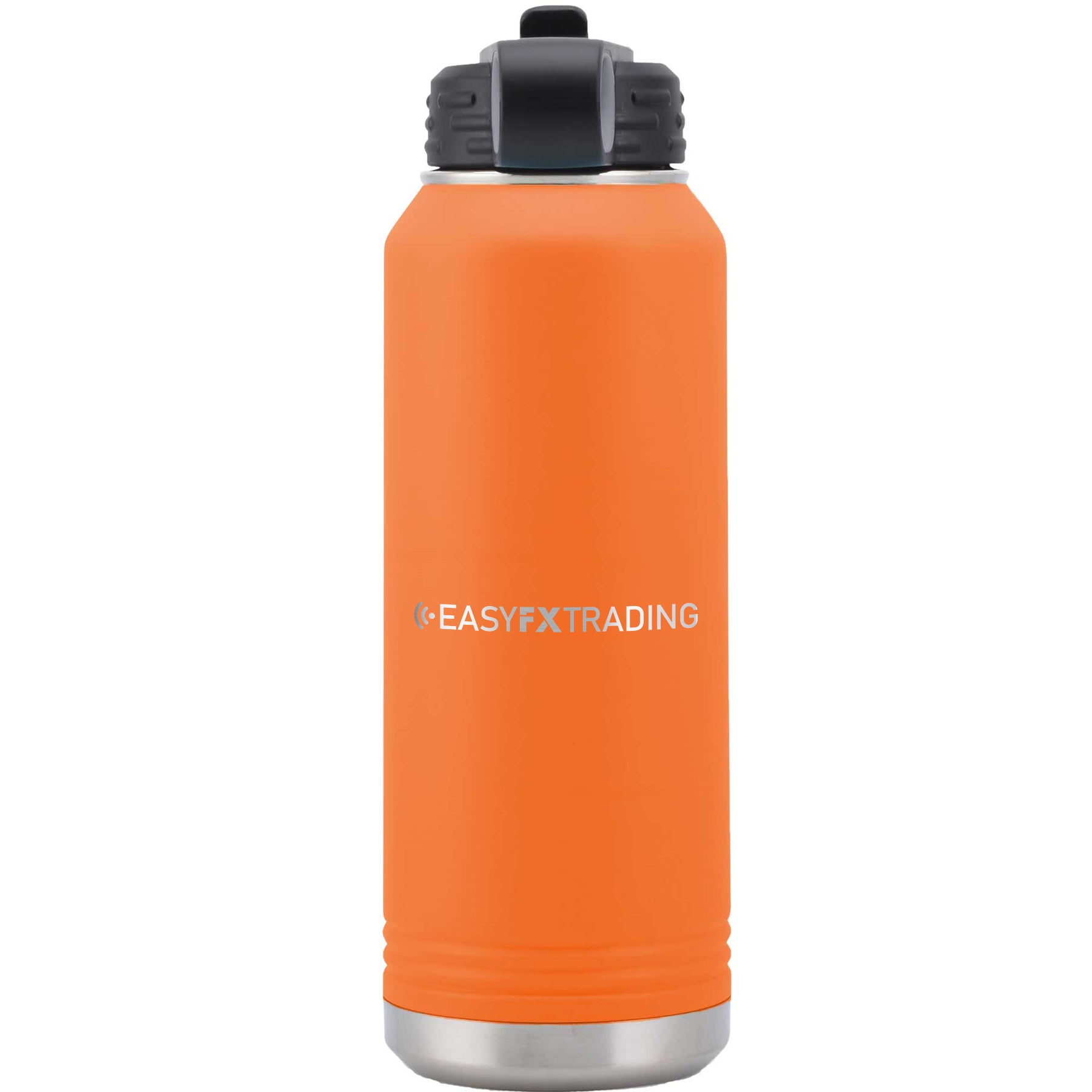 Logo-Long-Stainless on Orange Water Bottle