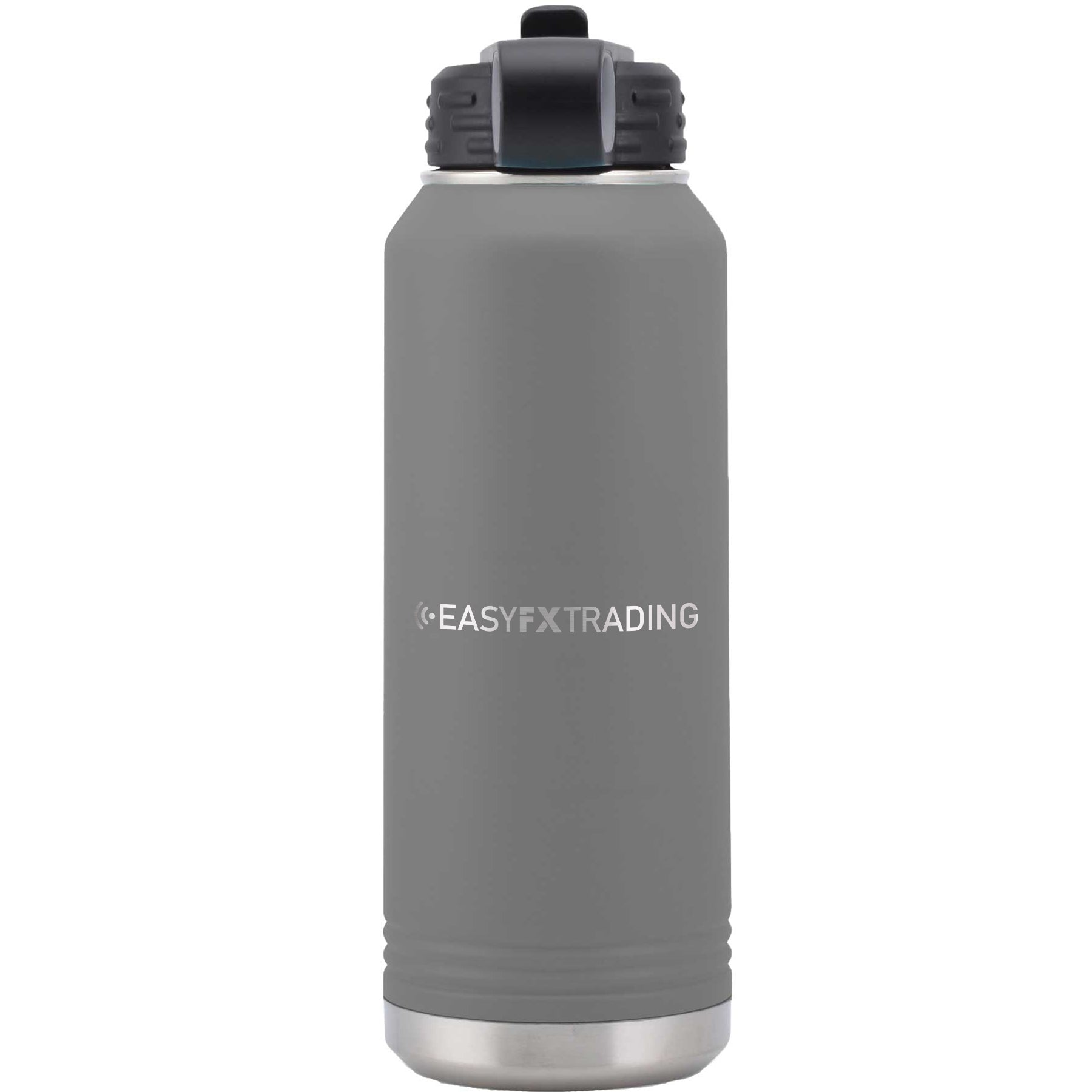 Logo-Long-Stainless on Dark Gray Water Bottle