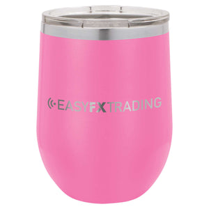 Logo-Long-Stainless on Pink Stemless Wine Cup