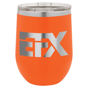 Logo-Short-Stainless on Orange Stemless Wine Cup